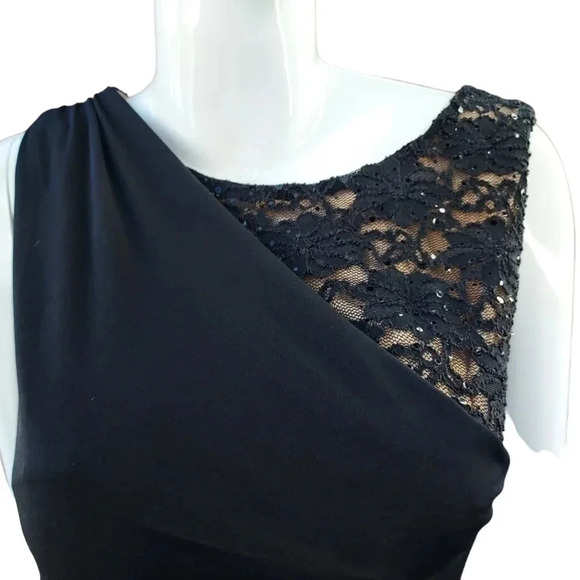 Connected Petite Evening/ Cocktail Dress with Lace on Shoulder In Black Size 8P - Picture 8 of 10